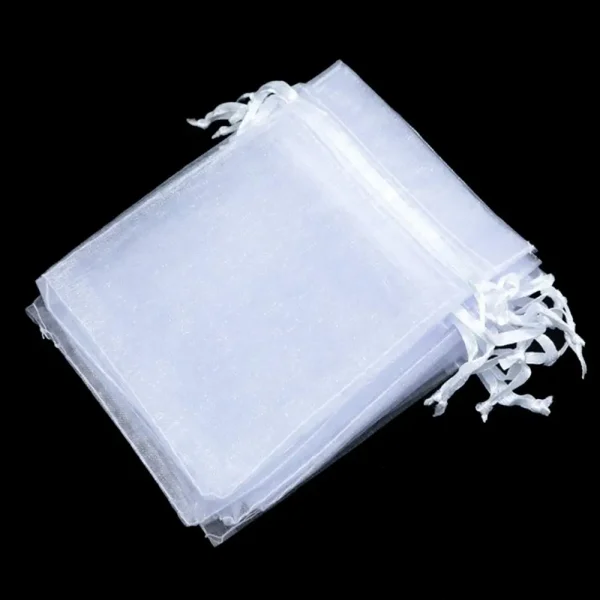 25/50PCS Drawable Party Supply Christmas Favor Jewelry Packing White Pouches Drawstring Pocket Organza Gauze Sachet Gift Bags 5