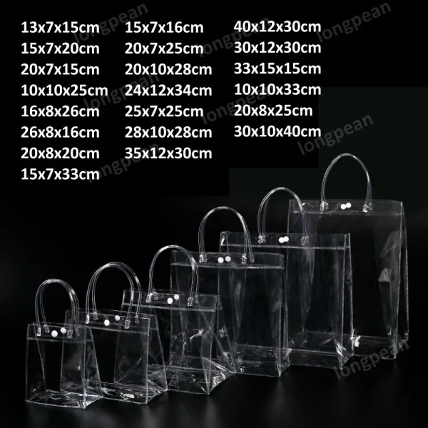 Gift Bags Clear Pvc Bag With Handles Reusable Plastic Tote Bags Transparent Shopping Bag Gift Packing Bag Handbag Storage Bag 1