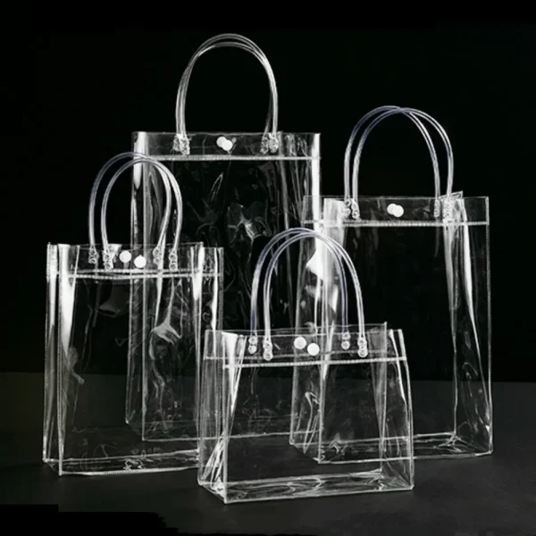 Gift Bags Clear Pvc Bag With Handles Reusable Plastic Tote Bags Transparent Shopping Bag Gift Packing Bag Handbag Storage Bag 2