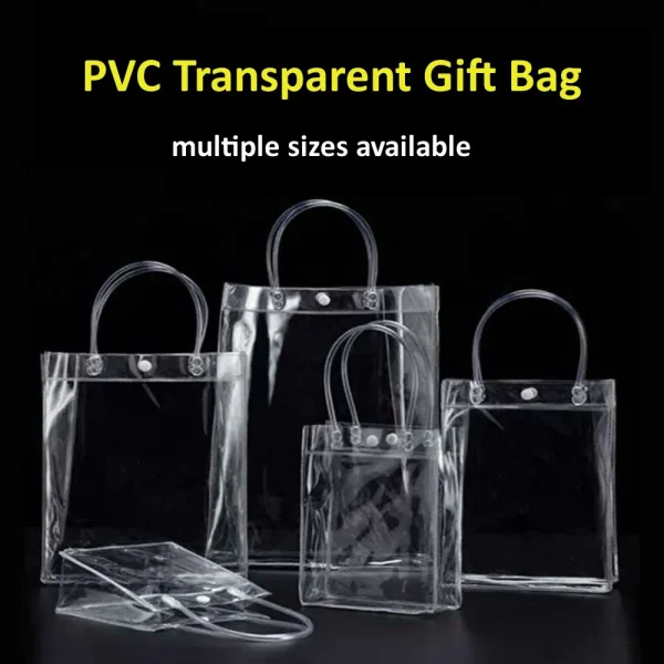 Gift Bags Clear Pvc Bag With Handles Reusable Plastic Tote Bags Transparent Shopping Bag Gift Packing Bag Handbag Storage Bag 3