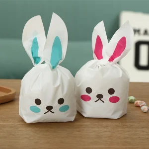 Special Price 50pcs 13.5x22cm Cute Rabbit Ear Plastic Bag Cookie Bags Christmas Gift Bags Candy Birthday Party Wedding Decorate 1