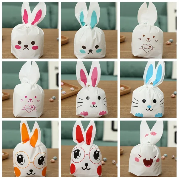 Special Price 50pcs 13.5x22cm Cute Rabbit Ear Plastic Bag Cookie Bags Christmas Gift Bags Candy Birthday Party Wedding Decorate 6
