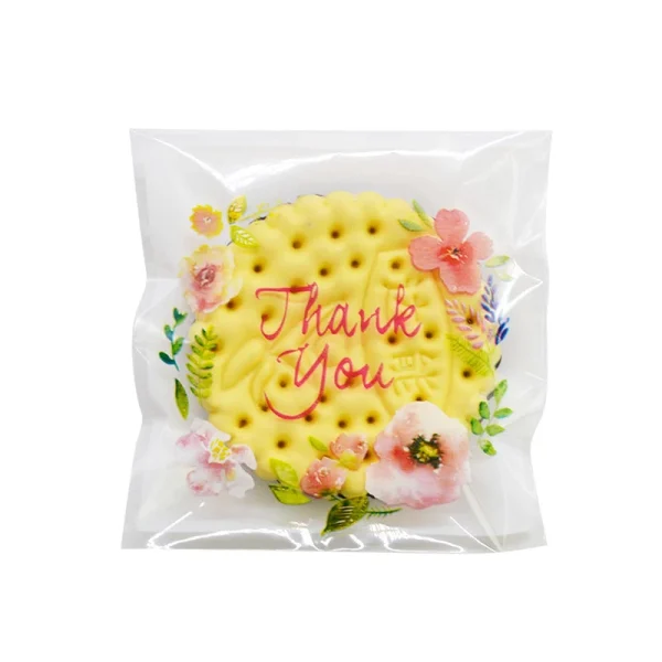 100Pcs Plastic Bags Thank you Cookie&Candy Bag Self-Adhesive For Wedding Birthday Party Gift Bag Biscuit Baking Packaging Bag 4