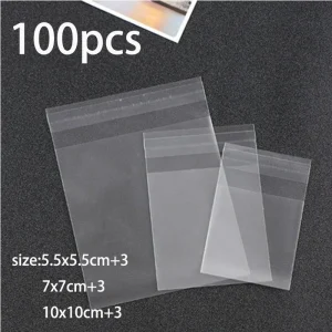 100pcs Small Size Cute Transparent Candy Cookie Bags Wedding Birthday Party Craft Self-adhesive Plastic Biscuit Packaging Bag 1