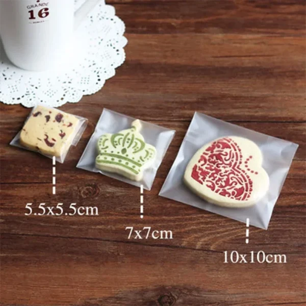 100pcs Small Size Cute Transparent Candy Cookie Bags Wedding Birthday Party Craft Self-adhesive Plastic Biscuit Packaging Bag 6