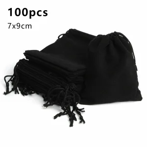 100pcs Velvet Bags 5x7 7x9 10x14cm Drawable Jewelry Packaging Bag Gift Wedding Party Display Present Sweets Packing Pouches 1