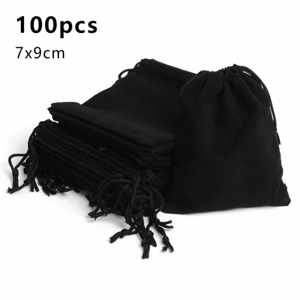 100pcs Velvet Bags 5x7 7x9 10x14cm Drawable Jewelry Packaging Bag Gift Wedding Party Display Present Sweets Packing Pouches 1