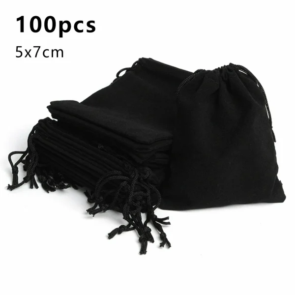 100pcs Velvet Bags 5x7 7x9 10x14cm Drawable Jewelry Packaging Bag Gift Wedding Party Display Present Sweets Packing Pouches 2