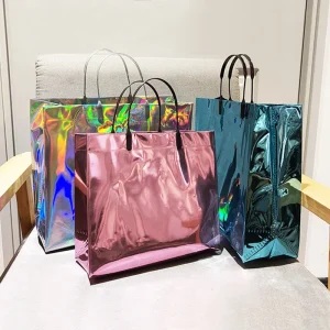 5PCS Multi Color Handheld Gift Bag Waterproof Thickened Laser Gift Bag Suitable for Shopping Mall Birthday Parties Wedding 1