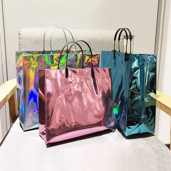 5PCS Multi Color Handheld Gift Bag Waterproof Thickened Laser Gift Bag Suitable for Shopping Mall Birthday Parties Wedding 1