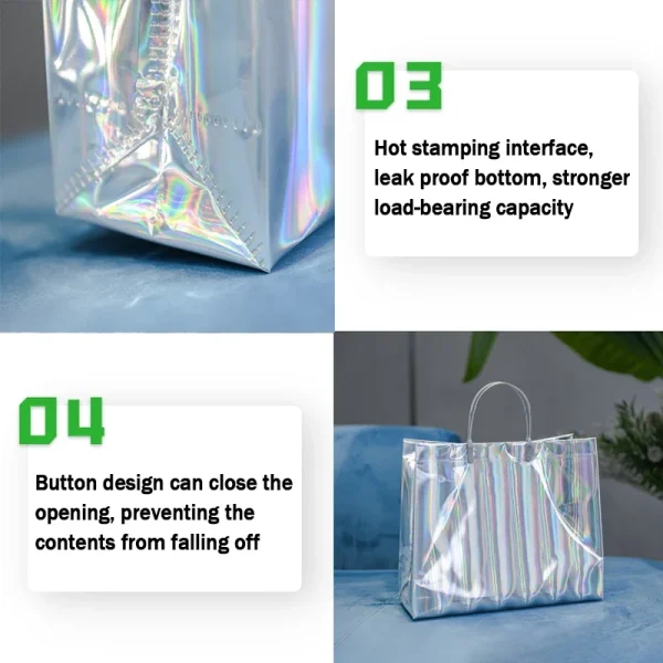 5PCS Multi Color Handheld Gift Bag Waterproof Thickened Laser Gift Bag Suitable for Shopping Mall Birthday Parties Wedding 4