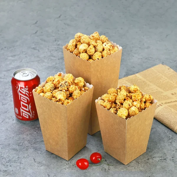 6/12/18pcs Pure Brown Kraft Popcorn Boxes Container Birthday Movie Party Favors Treat Bags Wedding Bridal Favor Guests Gifts Box 1