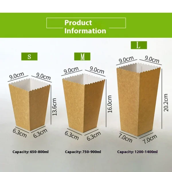 6/12/18pcs Pure Brown Kraft Popcorn Boxes Container Birthday Movie Party Favors Treat Bags Wedding Bridal Favor Guests Gifts Box 2