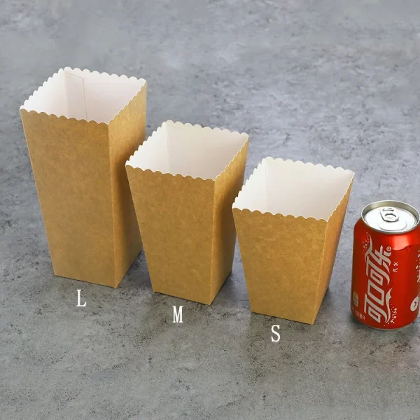 6/12/18pcs Pure Brown Kraft Popcorn Boxes Container Birthday Movie Party Favors Treat Bags Wedding Bridal Favor Guests Gifts Box 3
