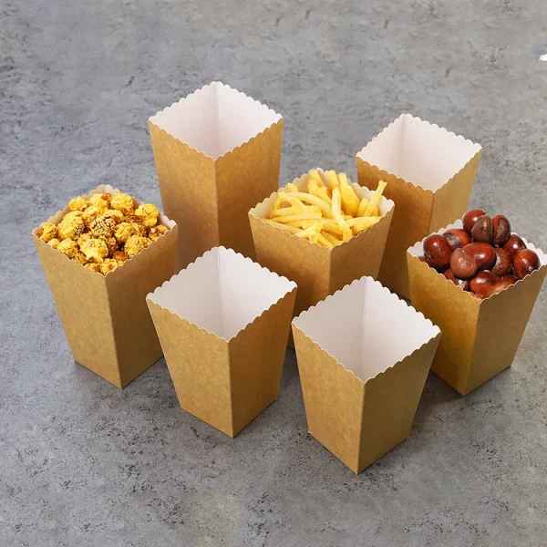 6/12/18pcs Pure Brown Kraft Popcorn Boxes Container Birthday Movie Party Favors Treat Bags Wedding Bridal Favor Guests Gifts Box 4