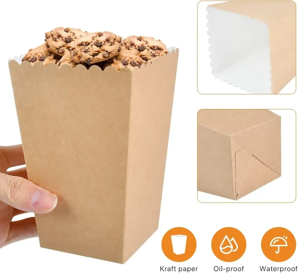 6/12/18pcs Pure Brown Kraft Popcorn Boxes Container Birthday Movie Party Favors Treat Bags Wedding Bridal Favor Guests Gifts Box 5