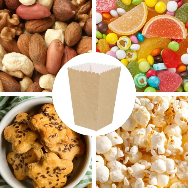 6/12/18pcs Pure Brown Kraft Popcorn Boxes Container Birthday Movie Party Favors Treat Bags Wedding Bridal Favor Guests Gifts Box 6