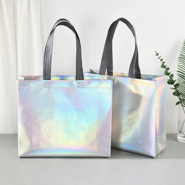 10Pcs Laser Silver Gift Bag with Handles Christmas Gift Packaging Birthday Wedding Favors for Guest Bachelorette Party Supplies 4
