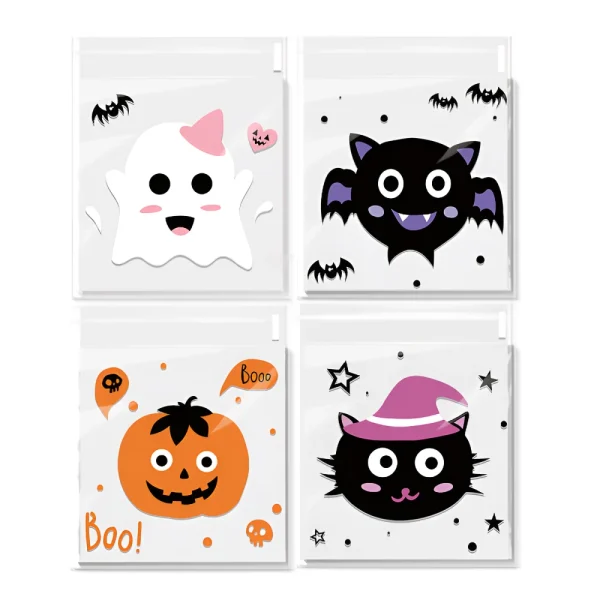 100PC Spooky Halloween Self-Seal Cookie, Nougat, & Snowflake Crisp Candy Bags - Perfect for Party Treats and Ghostly Gifts 4