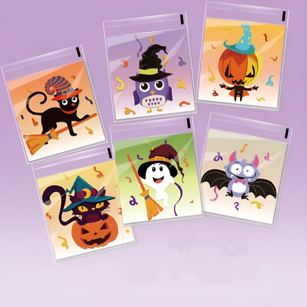 100PC Spooky Halloween Self-Seal Cookie, Nougat, & Snowflake Crisp Candy Bags - Perfect for Party Treats and Ghostly Gifts 5