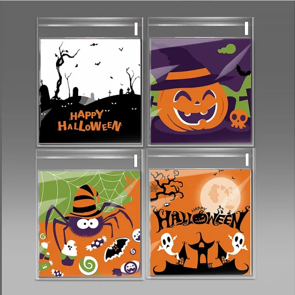 100PC Spooky Halloween Self-Seal Cookie, Nougat, & Snowflake Crisp Candy Bags - Perfect for Party Treats and Ghostly Gifts 6
