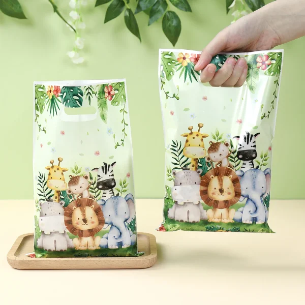 Jungle Animals Hand Bags Safari Birthday Gift Bags Wild One Birthday Decoration Jungle Birthday Candy Bags Baby Shower Decor 2