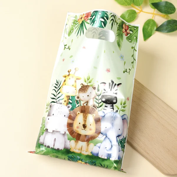 Jungle Animals Hand Bags Safari Birthday Gift Bags Wild One Birthday Decoration Jungle Birthday Candy Bags Baby Shower Decor 4