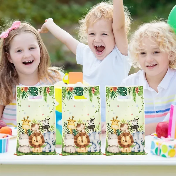 Jungle Animals Hand Bags Safari Birthday Gift Bags Wild One Birthday Decoration Jungle Birthday Candy Bags Baby Shower Decor 5