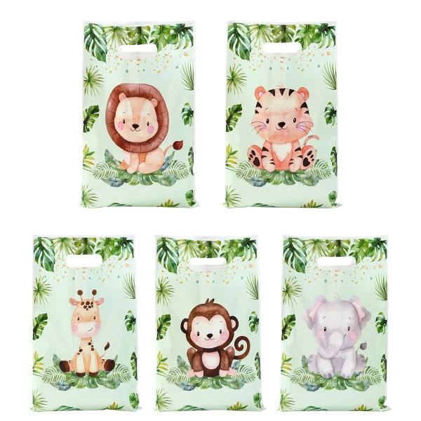 Jungle Animals Hand Bags Safari Birthday Gift Bags Wild One Birthday Decoration Jungle Birthday Candy Bags Baby Shower Decor 6