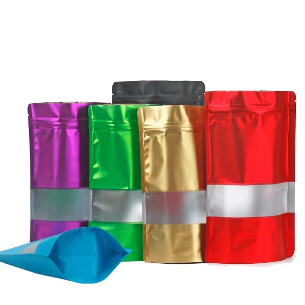 Stand Up Pouch Metallized Golden Red Green Blue Black Packaging Bag, resealable Standy ziplock Packing Bag For Small Business 1