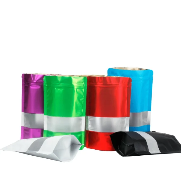 Stand Up Pouch Metallized Golden Red Green Blue Black Packaging Bag, resealable Standy ziplock Packing Bag For Small Business 5