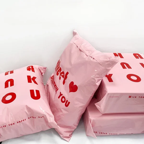 Pink Thank You Courier Bag Express Mailing Pouch Shipping Packaging Bags for Store Self Seal Clothing Courier Parcel 10Pcs 2