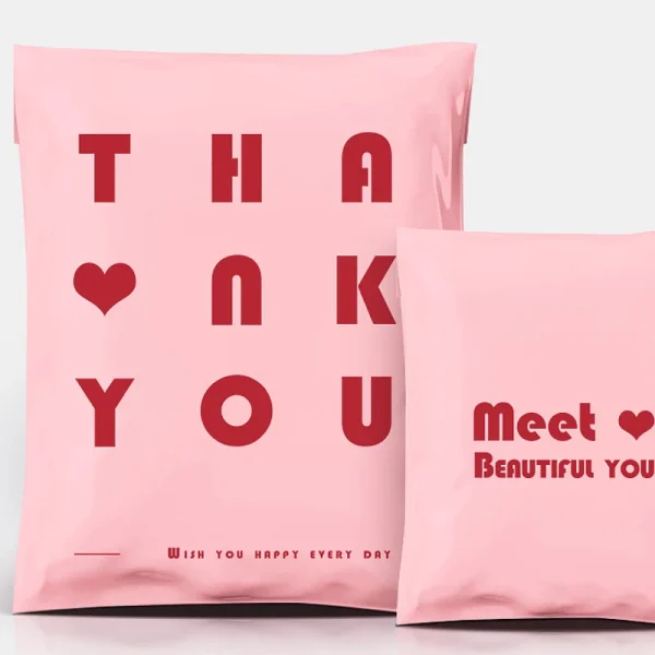Pink Thank You Courier Bag Express Mailing Pouch Shipping Packaging Bags for Store Self Seal Clothing Courier Parcel 10Pcs 4