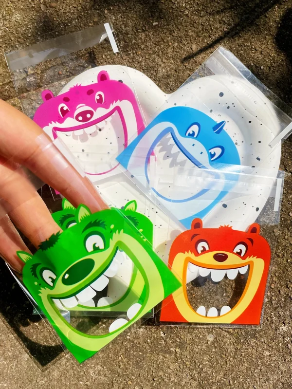Cute Printing Opp Self-sealing Bag, Lovely Animals Big Mouth Printed Gift Decorative Bags For Birthday Wedding Activity Party 2