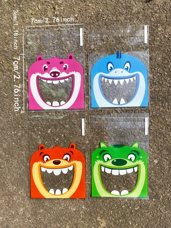 Cute Printing Opp Self-sealing Bag, Lovely Animals Big Mouth Printed Gift Decorative Bags For Birthday Wedding Activity Party 4