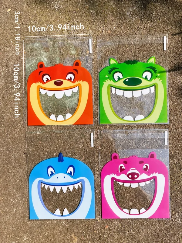 Cute Printing Opp Self-sealing Bag, Lovely Animals Big Mouth Printed Gift Decorative Bags For Birthday Wedding Activity Party 5
