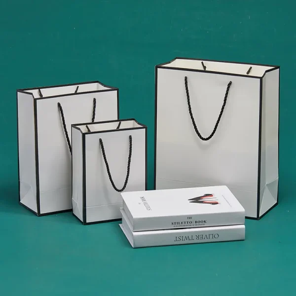 White Black Side Tote Bags Paper Bag Small Gift Bag Children Gift Bag Clothing Store Packing Bag Mid-Autumn Festival Gift Bag 3