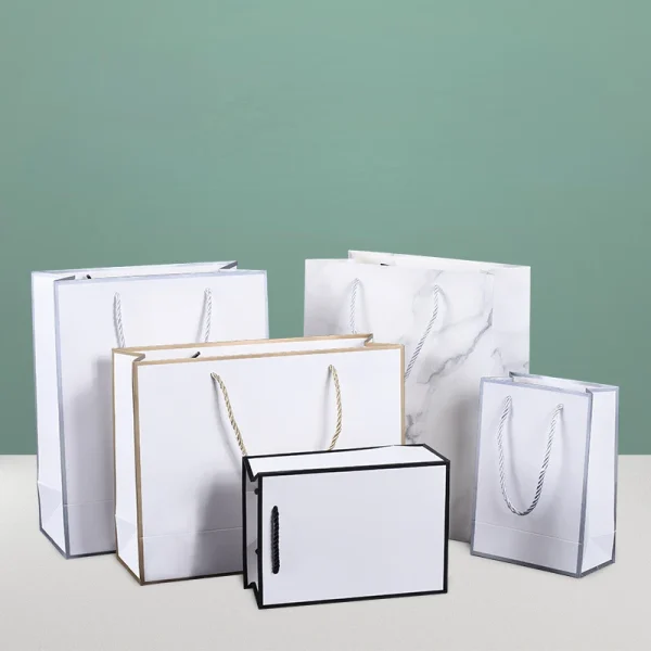 White Black Side Tote Bags Paper Bag Small Gift Bag Children Gift Bag Clothing Store Packing Bag Mid-Autumn Festival Gift Bag 5