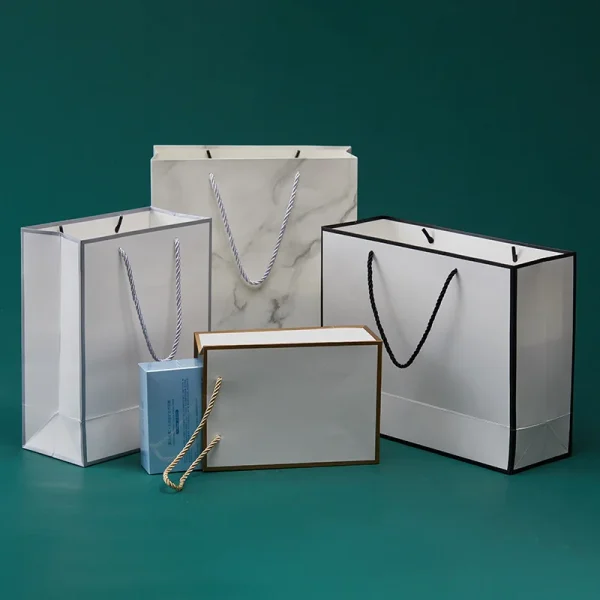 White Black Side Tote Bags Paper Bag Small Gift Bag Children Gift Bag Clothing Store Packing Bag Mid-Autumn Festival Gift Bag 6