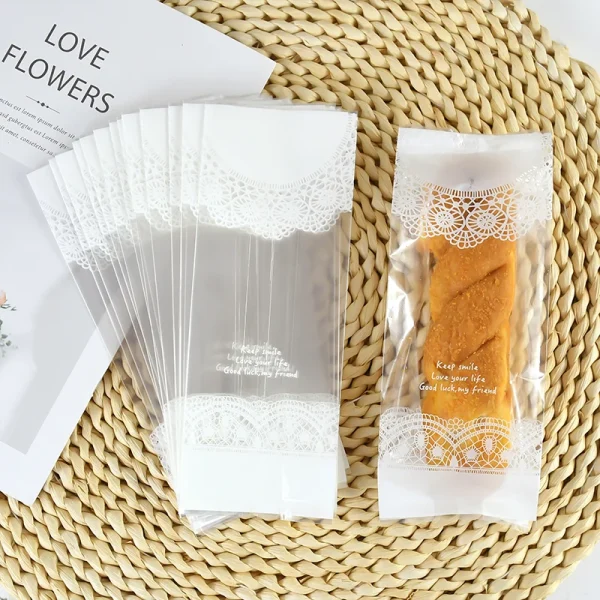 50Pcs Transparent Plastic Cookie Candy Gift Bags Small Bread Packaging Bag Birthday Wedding Gift For Guest 1