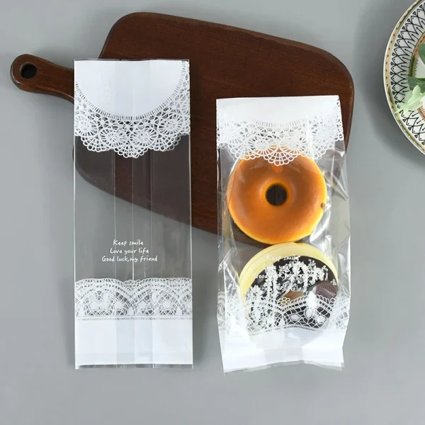 50Pcs Transparent Plastic Cookie Candy Gift Bags Small Bread Packaging Bag Birthday Wedding Gift For Guest 2