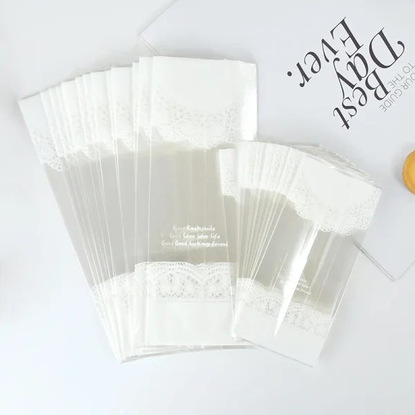 50Pcs Transparent Plastic Cookie Candy Gift Bags Small Bread Packaging Bag Birthday Wedding Gift For Guest 4