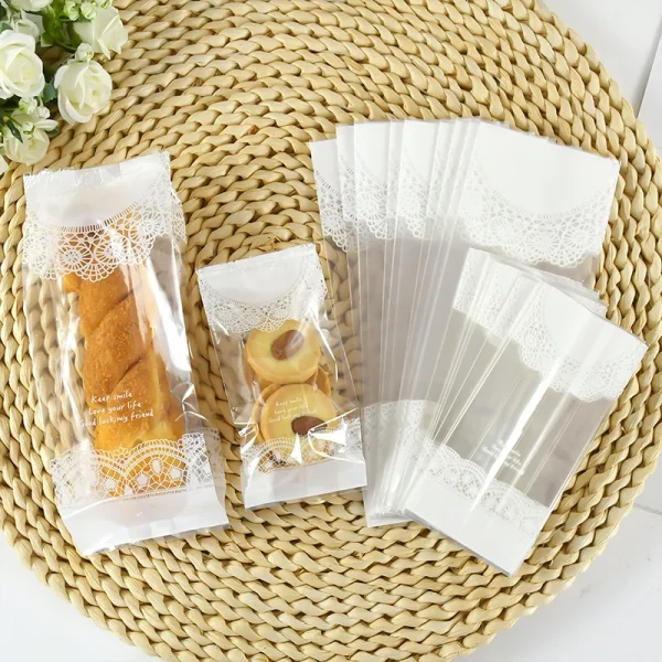50Pcs Transparent Plastic Cookie Candy Gift Bags Small Bread Packaging Bag Birthday Wedding Gift For Guest 5