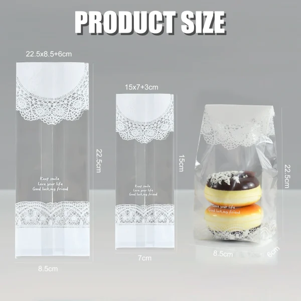 50Pcs Transparent Plastic Cookie Candy Gift Bags Small Bread Packaging Bag Birthday Wedding Gift For Guest 6