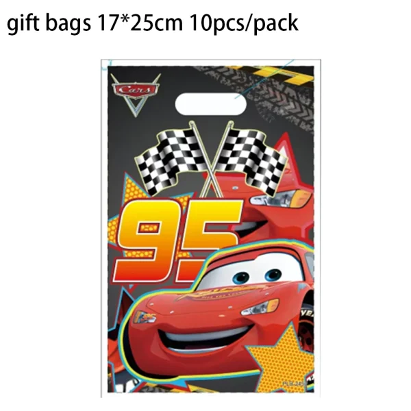 10/20/30pcs Cars Party Plastic Goodie Bags Loot bags The Lightning McQueen Candy Gift Bags For Wedding Birthday Party Decoration 2