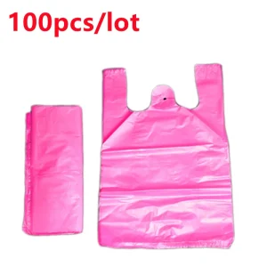 100pcs Plastic Bag Thicken with Handle Wedding Party Candy Gift Bag Supermarket Shopping Kitchen Storage Clean Garbage Bag 1