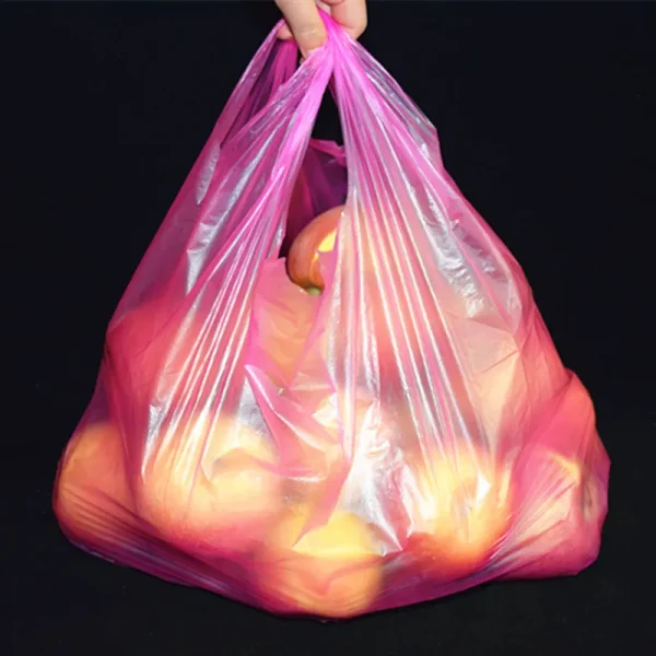 100pcs Plastic Bag Thicken with Handle Wedding Party Candy Gift Bag Supermarket Shopping Kitchen Storage Clean Garbage Bag 2