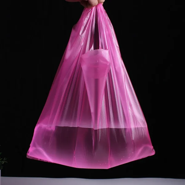100pcs Plastic Bag Thicken with Handle Wedding Party Candy Gift Bag Supermarket Shopping Kitchen Storage Clean Garbage Bag 3