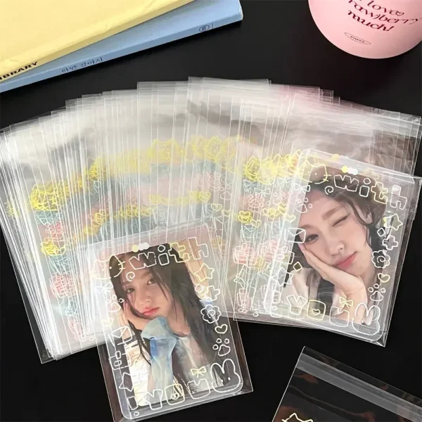 100/50/20Pcs Small Card Packaging Pouch Cute Plastic Transparent Gift Bag DIY Self Adhesive Candy Cookie Wedding Birthday Party 2