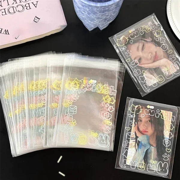 100/50/20Pcs Small Card Packaging Pouch Cute Plastic Transparent Gift Bag DIY Self Adhesive Candy Cookie Wedding Birthday Party 3